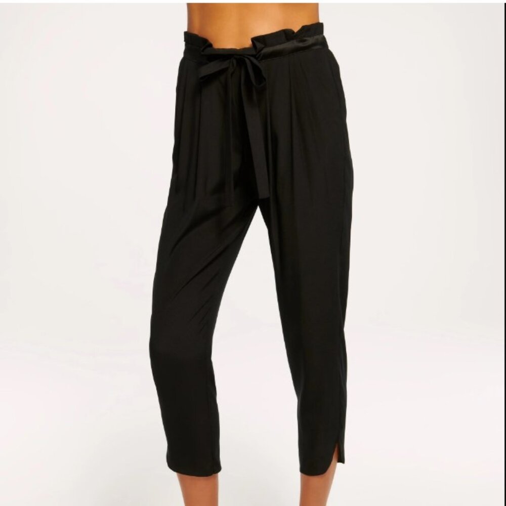 Ramy Brook Allyn Stretch Silk Cropped Pants Black - Picture 2 of 12
